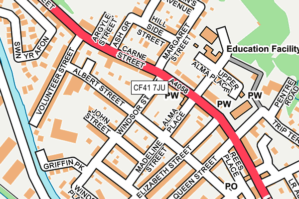 CF41 7JU map - OS OpenMap – Local (Ordnance Survey)