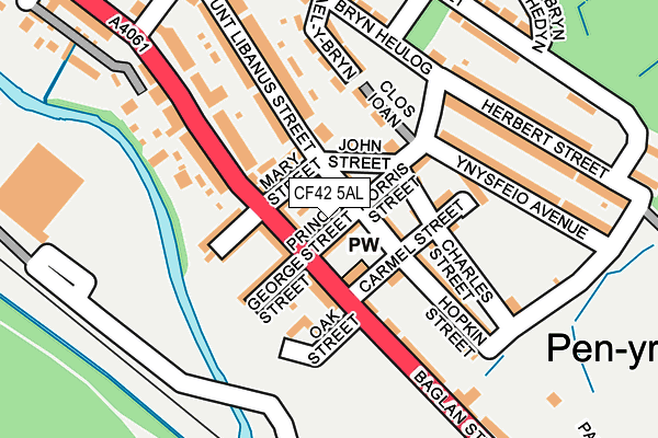 CF42 5AL map - OS OpenMap – Local (Ordnance Survey)