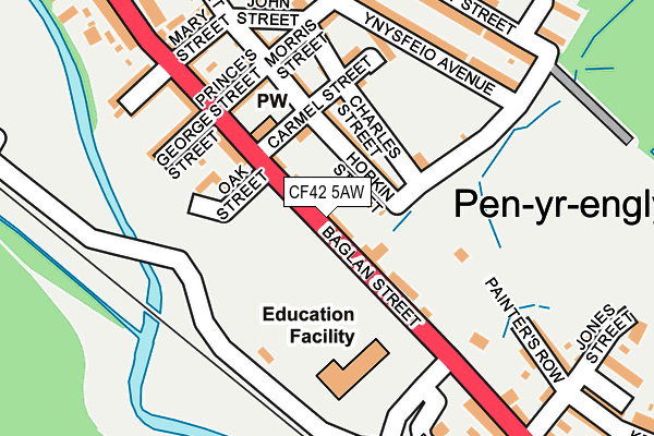 CF42 5AW map - OS OpenMap – Local (Ordnance Survey)