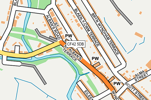 CF42 5DB map - OS OpenMap – Local (Ordnance Survey)