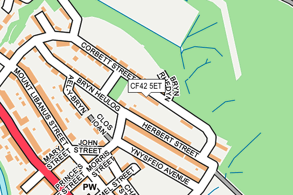 CF42 5ET map - OS OpenMap – Local (Ordnance Survey)