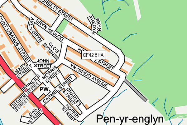 CF42 5HA map - OS OpenMap – Local (Ordnance Survey)