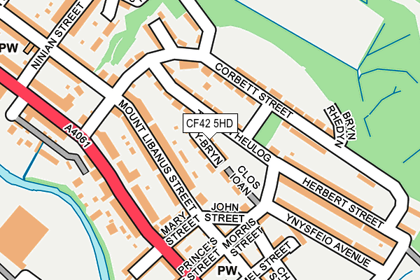 CF42 5HD map - OS OpenMap – Local (Ordnance Survey)