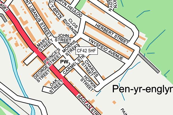 CF42 5HF map - OS OpenMap – Local (Ordnance Survey)