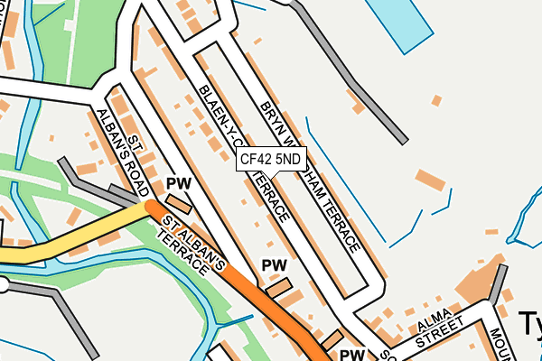 CF42 5ND map - OS OpenMap – Local (Ordnance Survey)