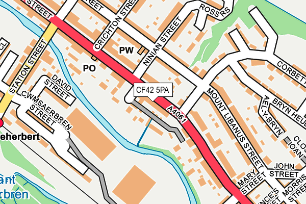 CF42 5PA map - OS OpenMap – Local (Ordnance Survey)