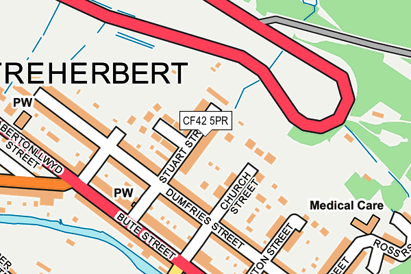 CF42 5PR map - OS OpenMap – Local (Ordnance Survey)