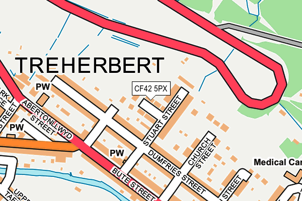 CF42 5PX map - OS OpenMap – Local (Ordnance Survey)