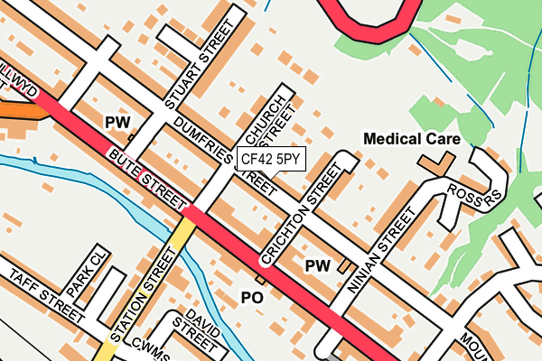 CF42 5PY map - OS OpenMap – Local (Ordnance Survey)