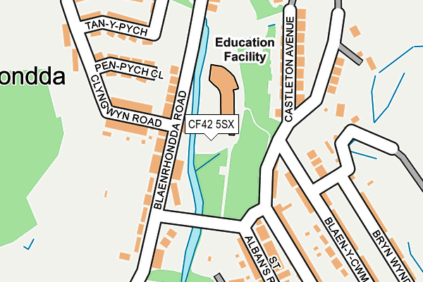 CF42 5SX map - OS OpenMap – Local (Ordnance Survey)