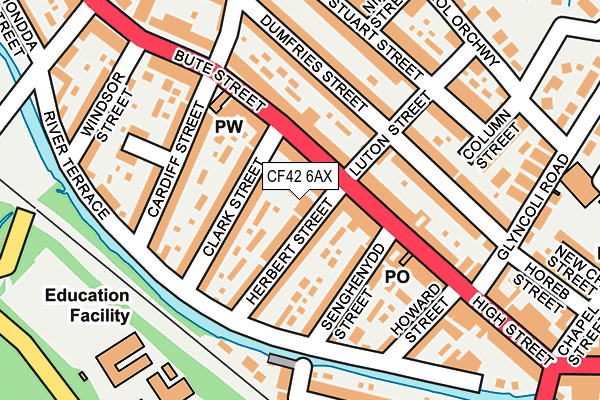 CF42 6AX map - OS OpenMap – Local (Ordnance Survey)