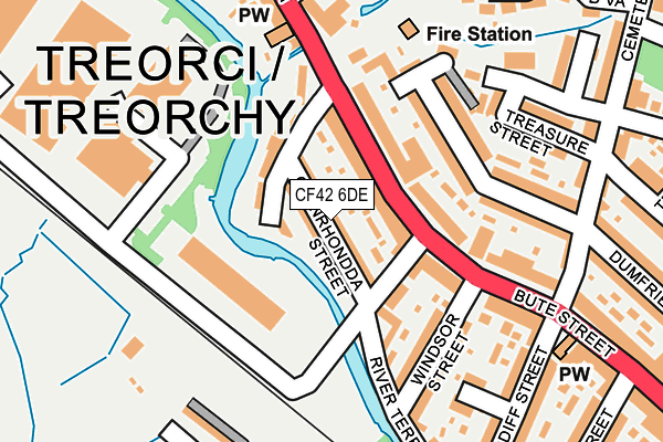 CF42 6DE map - OS OpenMap – Local (Ordnance Survey)