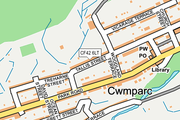 CF42 6LT map - OS OpenMap – Local (Ordnance Survey)