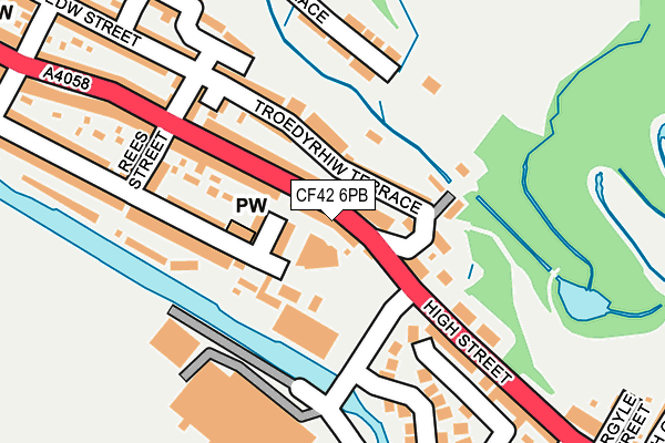 CF42 6PB map - OS OpenMap – Local (Ordnance Survey)