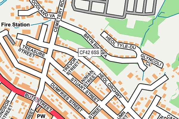 CF42 6SS map - OS OpenMap – Local (Ordnance Survey)