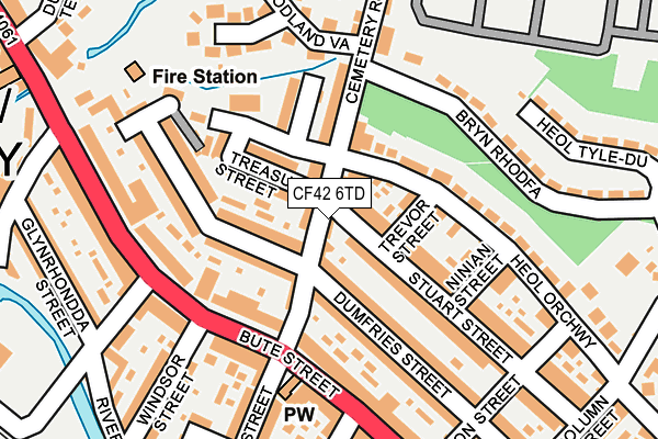 CF42 6TD map - OS OpenMap – Local (Ordnance Survey)