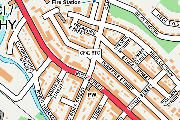 CF42 6TG map - OS OpenMap – Local (Ordnance Survey)