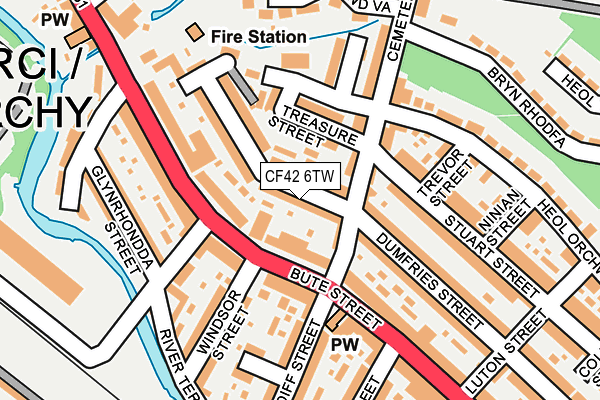 CF42 6TW map - OS OpenMap – Local (Ordnance Survey)