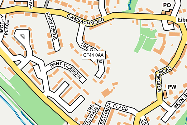 CF44 0AA map - OS OpenMap – Local (Ordnance Survey)