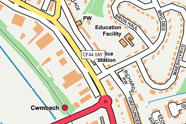 CF44 0AY map - OS OpenMap – Local (Ordnance Survey)