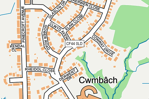 CF44 0LD map - OS OpenMap – Local (Ordnance Survey)