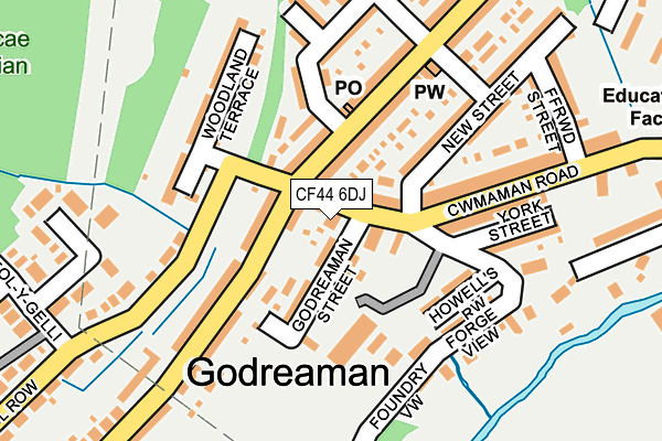 CF44 6DJ map - OS OpenMap – Local (Ordnance Survey)