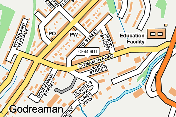 CF44 6DT map - OS OpenMap – Local (Ordnance Survey)