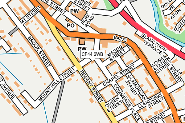 CF44 6WB map - OS OpenMap – Local (Ordnance Survey)