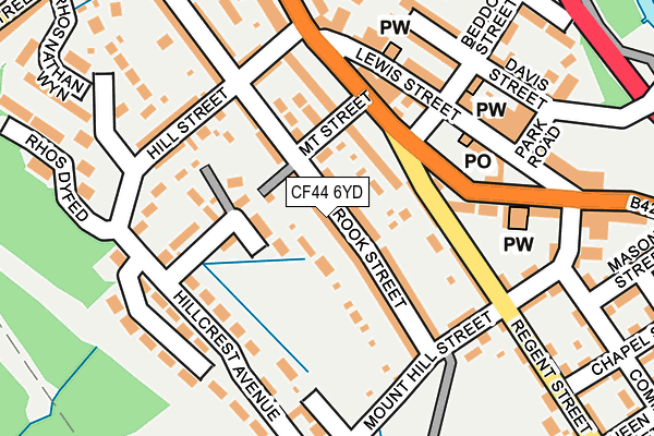CF44 6YD map - OS OpenMap – Local (Ordnance Survey)