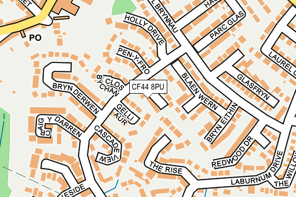 CF44 8PU map - OS OpenMap – Local (Ordnance Survey)