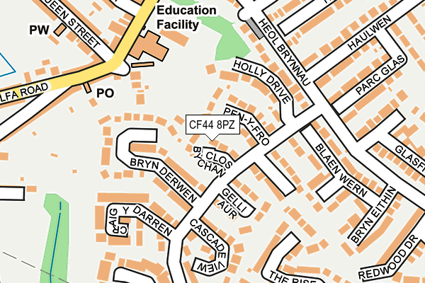 CF44 8PZ map - OS OpenMap – Local (Ordnance Survey)