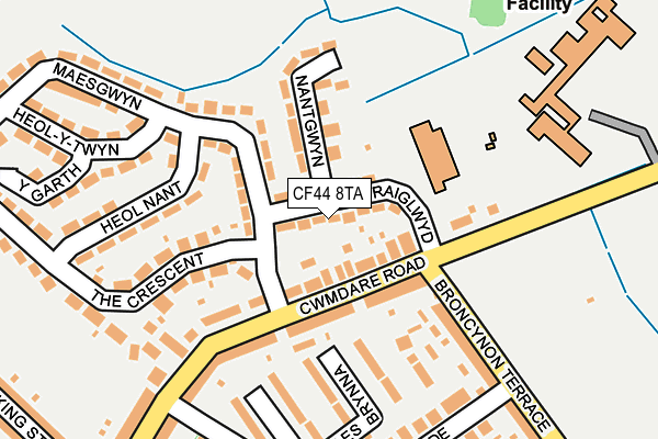 CF44 8TA map - OS OpenMap – Local (Ordnance Survey)