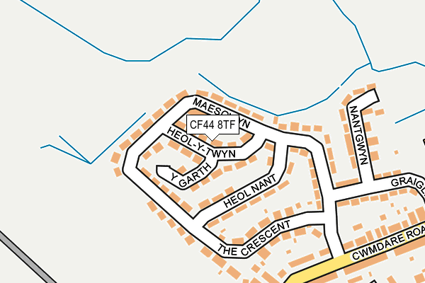 CF44 8TF map - OS OpenMap – Local (Ordnance Survey)