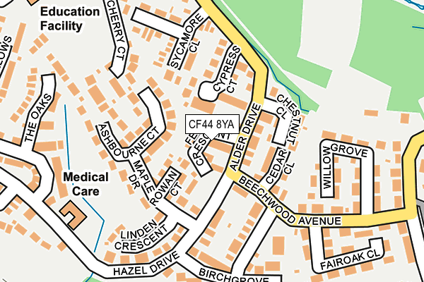 CF44 8YA map - OS OpenMap – Local (Ordnance Survey)