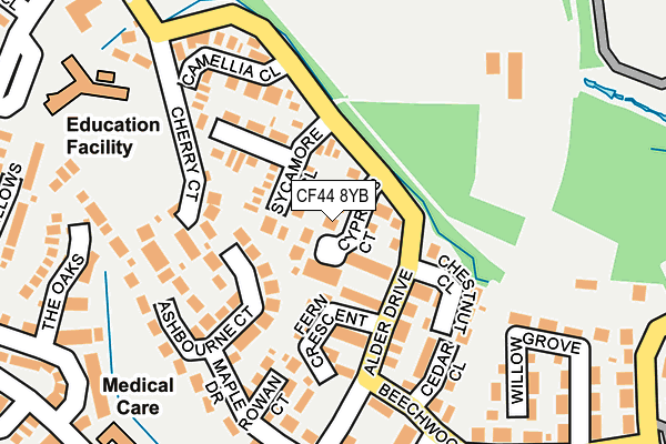 CF44 8YB map - OS OpenMap – Local (Ordnance Survey)