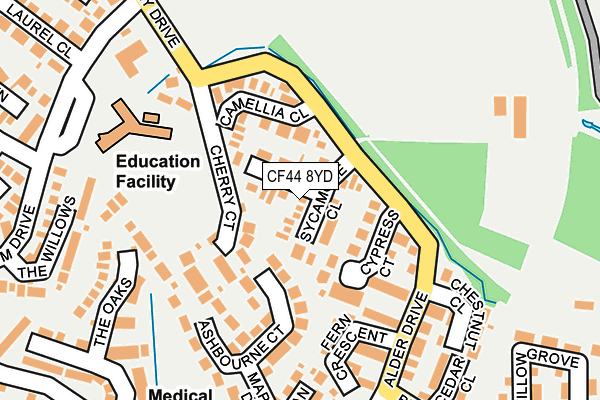 CF44 8YD map - OS OpenMap – Local (Ordnance Survey)