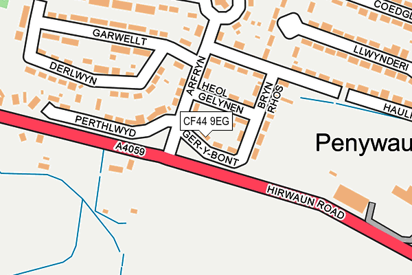 CF44 9EG map - OS OpenMap – Local (Ordnance Survey)