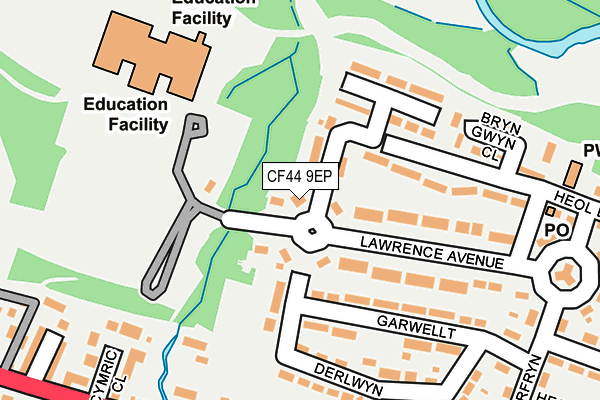 CF44 9EP map - OS OpenMap – Local (Ordnance Survey)