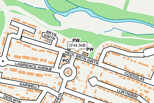 CF44 9HB map - OS OpenMap – Local (Ordnance Survey)