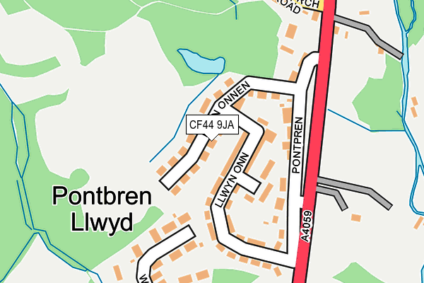 CF44 9JA map - OS OpenMap – Local (Ordnance Survey)