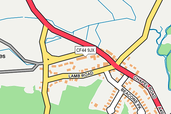 CF44 9JX map - OS OpenMap – Local (Ordnance Survey)