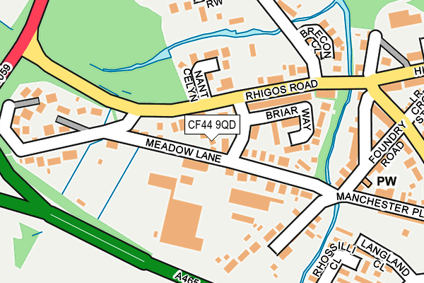 CF44 9QD map - OS OpenMap – Local (Ordnance Survey)