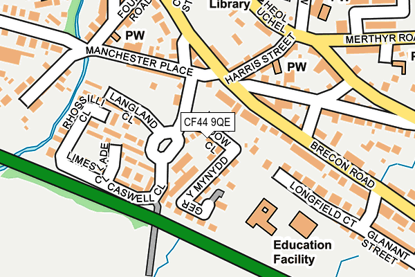 CF44 9QE map - OS OpenMap – Local (Ordnance Survey)