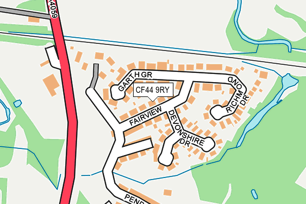 CF44 9RY map - OS OpenMap – Local (Ordnance Survey)