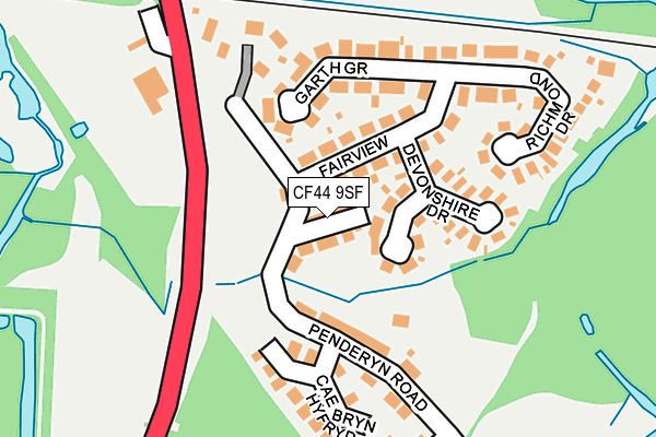 CF44 9SF map - OS OpenMap – Local (Ordnance Survey)