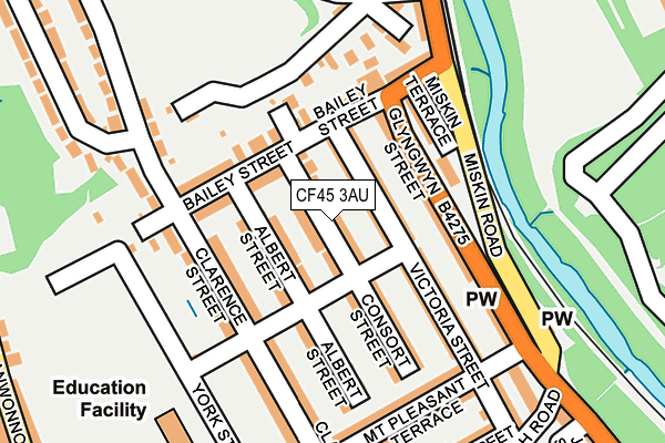 CF45 3AU map - OS OpenMap – Local (Ordnance Survey)