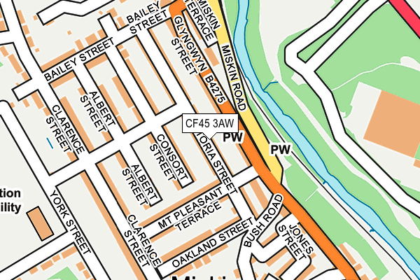 CF45 3AW map - OS OpenMap – Local (Ordnance Survey)
