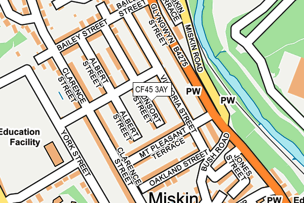 CF45 3AY map - OS OpenMap – Local (Ordnance Survey)