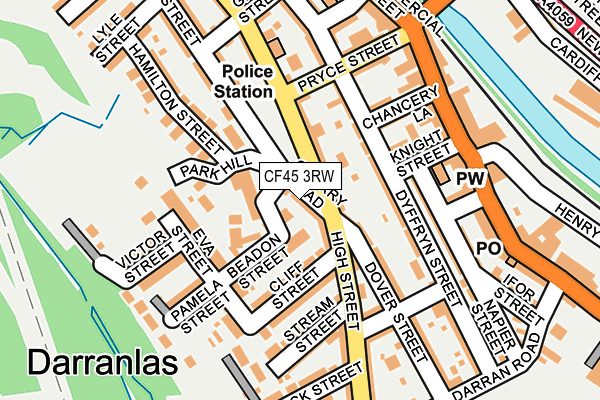 CF45 3RW map - OS OpenMap – Local (Ordnance Survey)