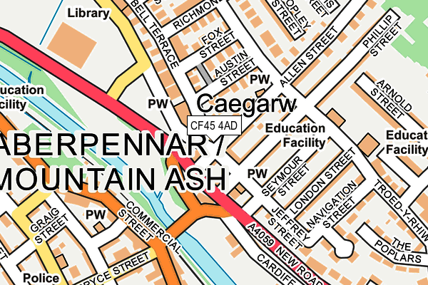 CF45 4AD map - OS OpenMap – Local (Ordnance Survey)